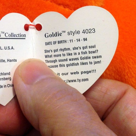 Vintage 1993 handmade Ty Beanies Goldie fish with errors - Picture 4 of 7